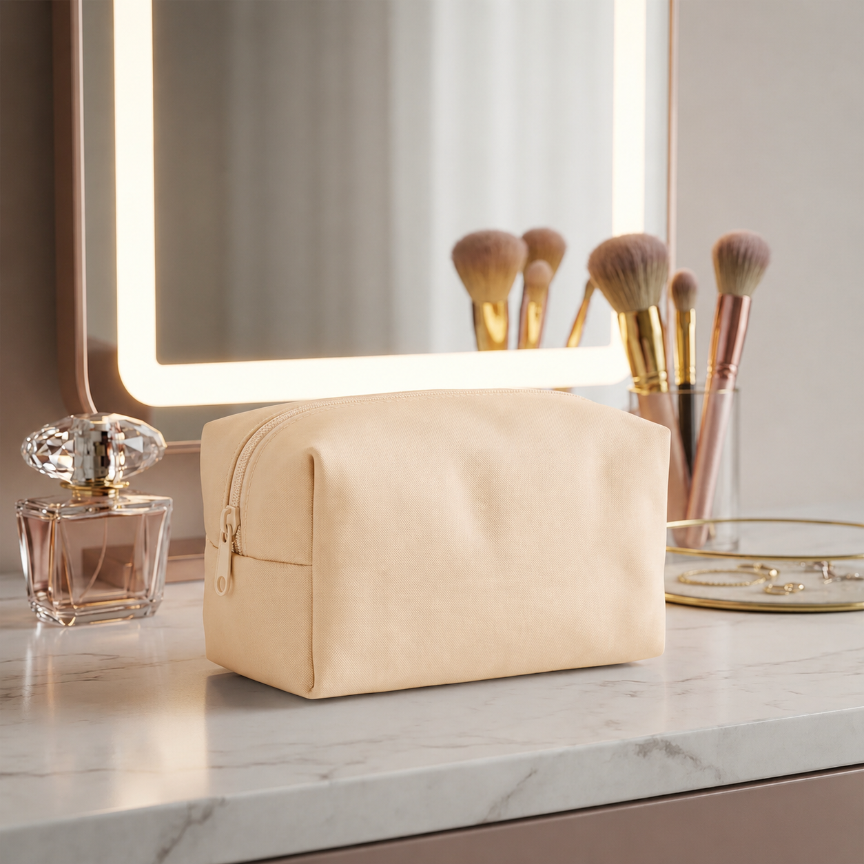 Premium Travel Makeup Organizer Bag | Waterproof Compact Cosmetic Pouch for Women, Foldable Toiletry & Beauty Storage Bag with Multiple Compartments, Portable Makeup Travel Case for Home, Travel & Daily Use - Image 1