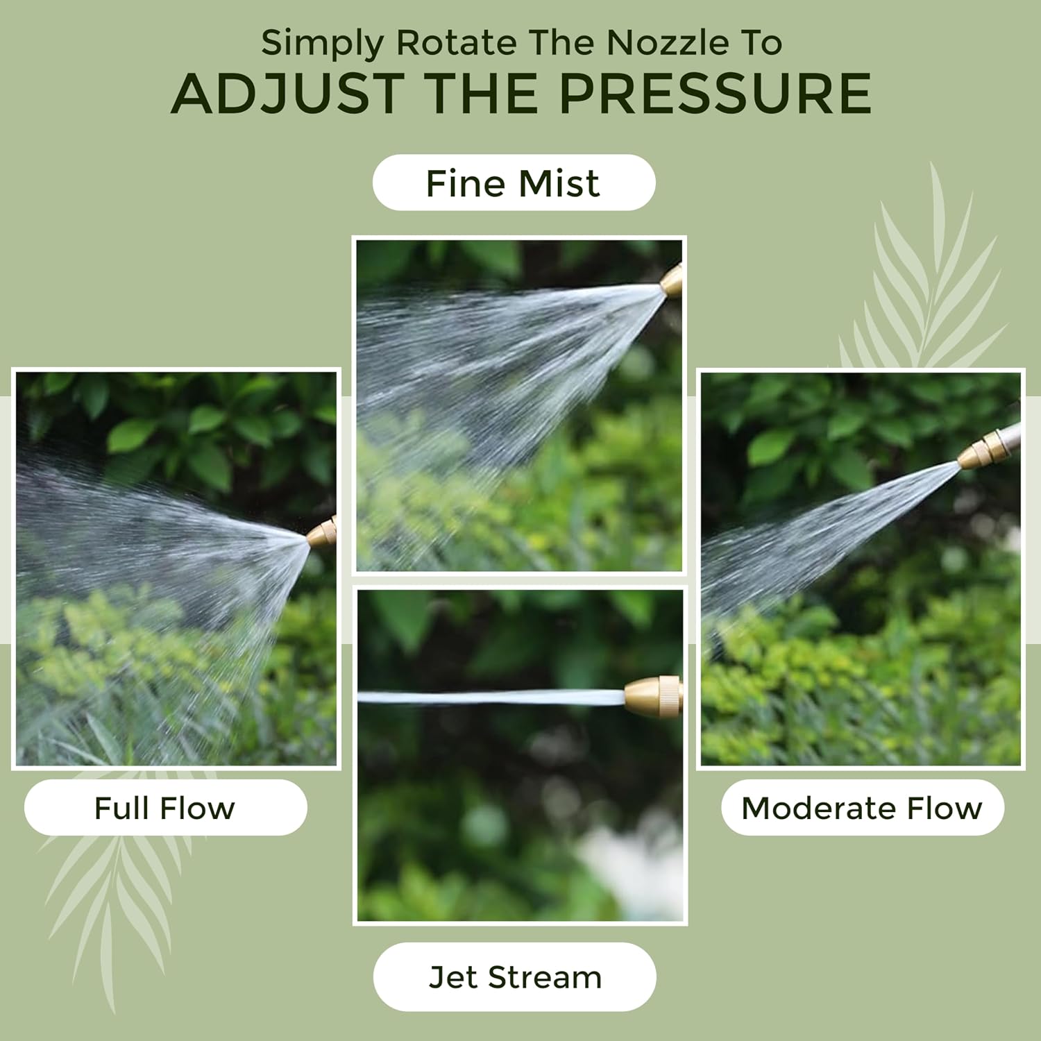 High-Pressure Garden Water Spray Gun | 3 Adjustable Spray Patterns | Hands-Free Operation, Durable Brass Nozzle for Car Washing, Plant Watering, and Pet Cleaning - Pack Of 1 - Image 3