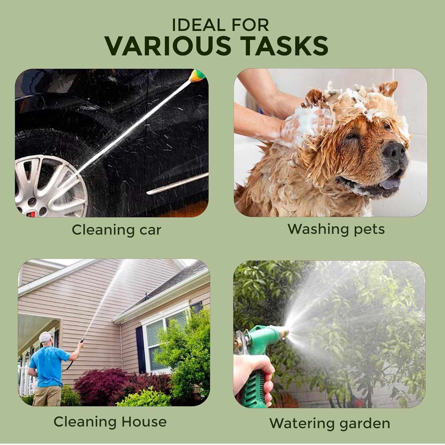 High-Pressure Garden Water Spray Gun | 3 Adjustable Spray Patterns | Hands-Free Operation, Durable Brass Nozzle for Car Washing, Plant Watering, and Pet Cleaning - Pack Of 1 - Image 6